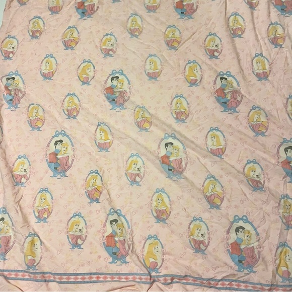 Vintage Disney Sleeping Beauty Princess Pink Flat Bed Sheet - Picture 12 of 16